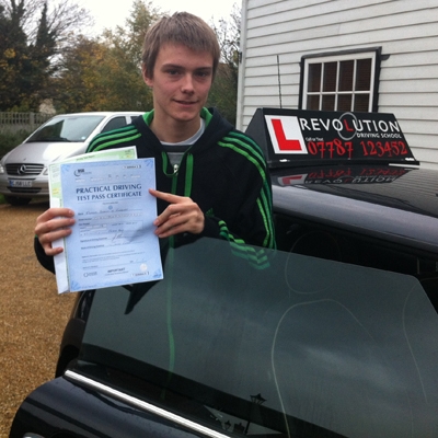 Image of Frazer Eldridge with pass certificate - Revolution Driving School